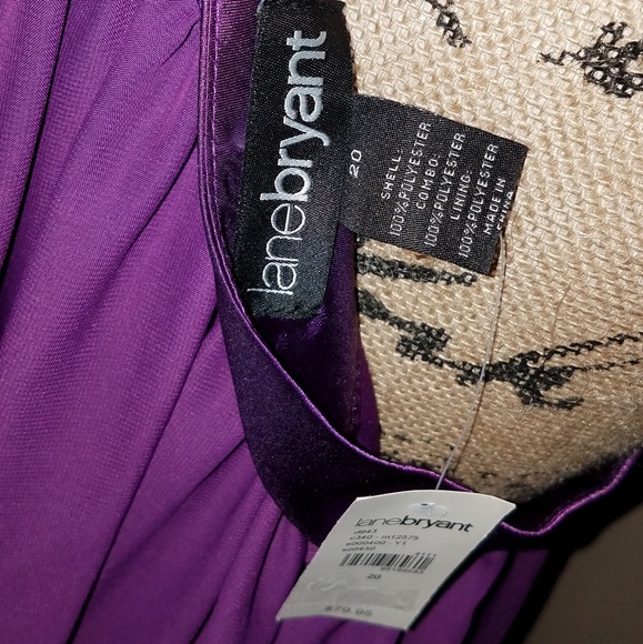 LANE BRYANT ONE SHOULDER PURPLE CHIFFON DRESS - Picture 3 of 6
